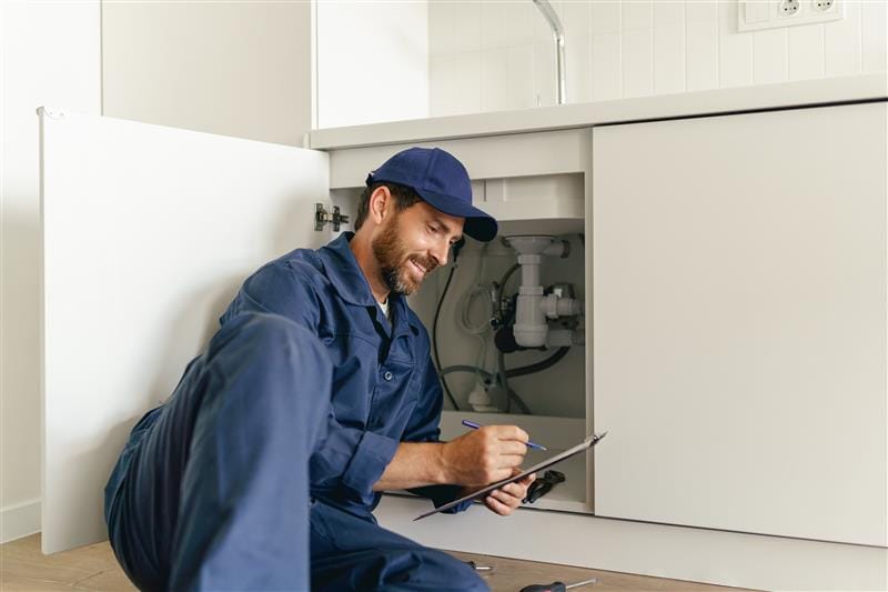 Residential plumber providing service in a Davis home